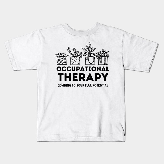 Occupational Therapy Pediatric Therapist OT Month Cute Plant Kids T-Shirt by larfly